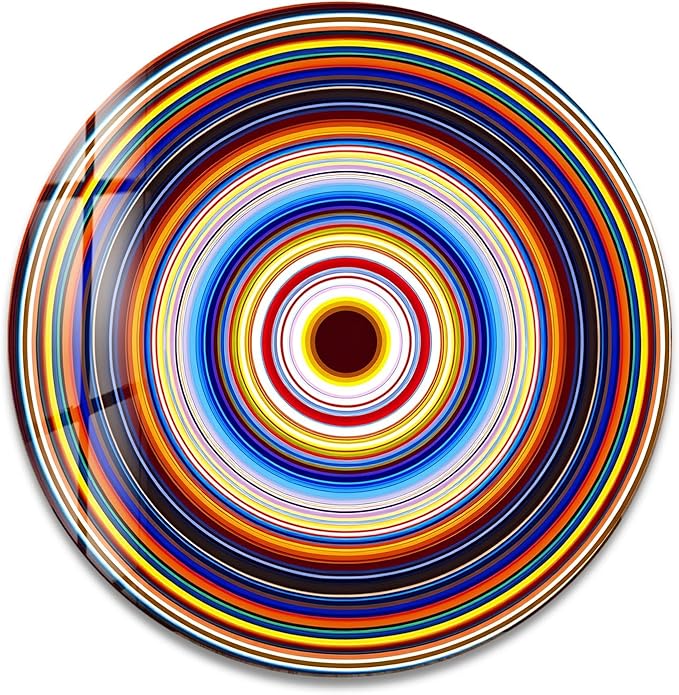 My Photostation.com 39,4''(100cm) Diameter Colorful Concentric Circles Round Glass Wall Art Tempered Glass Printing Wall Decor Large Wall Art Wall Hangings