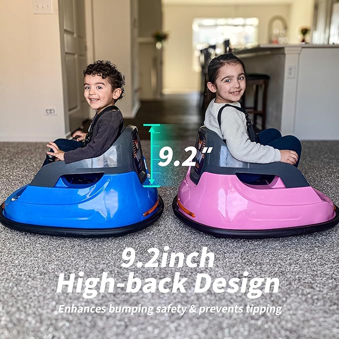 12V Kids Bumper Car, Electric Baby Bumper Car for Toddlers with Remote Control, 3 Speeds - Light Pink
