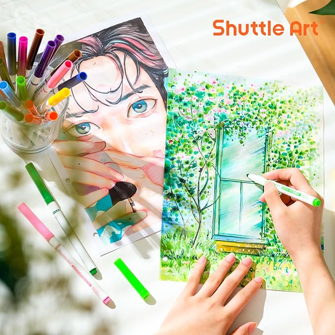 Shuttle Art 312 Pack Washable Super Tips Markers, 12 Assorted Colors Conical Tip Large Markers Bulk with a Box, Bonus Caps, Home Classroom School Supplies for Toddlers Kids Adults Students Teachers