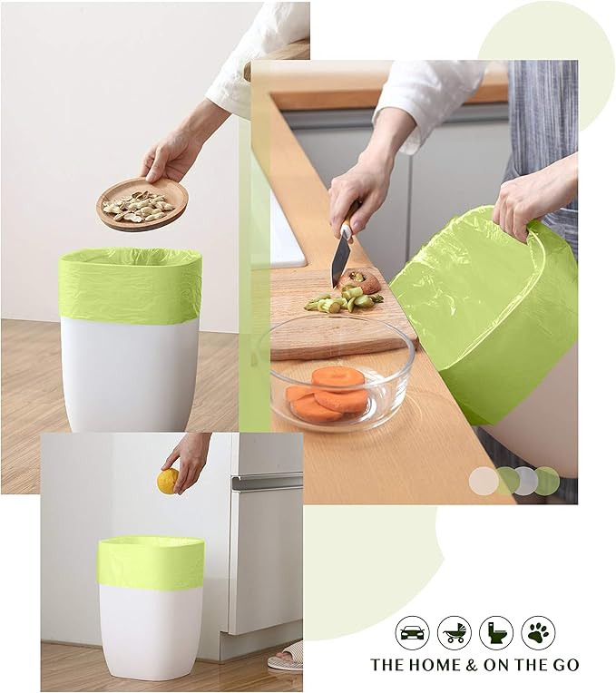 FORID 2.6 Gallon Compostable Garbage Bags, 150 Count, 5 Rolls – Green, Small, Durable, Thick, Unscented Trash Bags, 10 Liter - For Kitchen, Bathroom, Home, Office