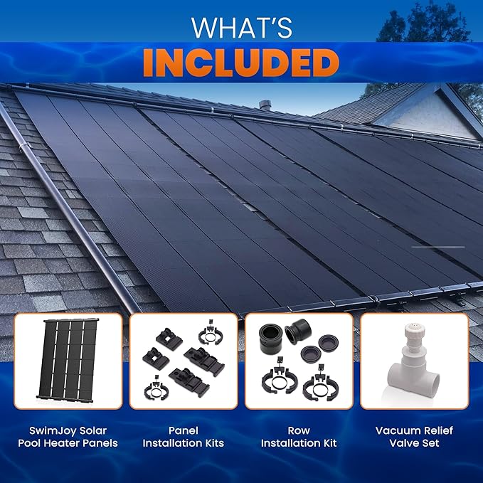 Industrial Grade Solar Pool Heater DIY Kit - Superior High-Wind Strapless Mounting System & Maximum Freeze Resistance (9-4'x9.5' / 342 Square Feet)