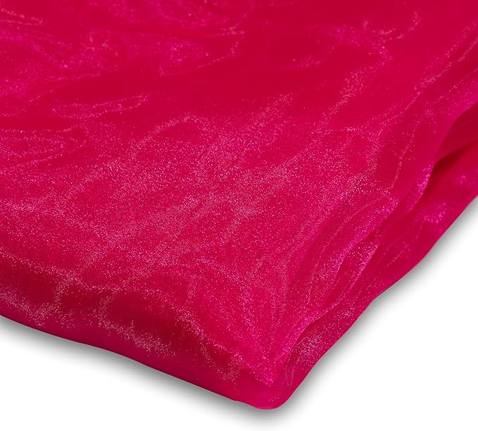 Fynite Sheer Organza Fabric | 10 Yards Long | 44" Wide | Bridal Solid Sheer Organza Bolt for Wedding Dress Fashion Craft Decorations - Hot Pink