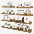Axeman Picture Ledge Shelf, Floating Shelves for Wall Storage Set of 6, 36 inch Floating Wall Mounted Shelves, Wall Shelves with Lip for Living Room, Bedroom, Nursery, Bathroom, Kitchen, Rustic Brown