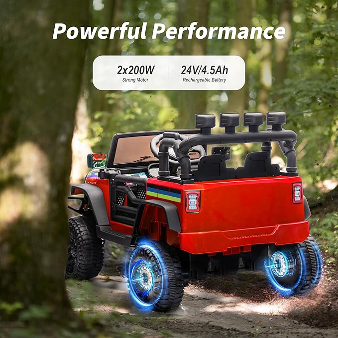 24V Kids Ride on Car, Kids Electric Vehicles Car Ride on Toy Truck for Toddlers w/Remote Control, 400W Motor - Red