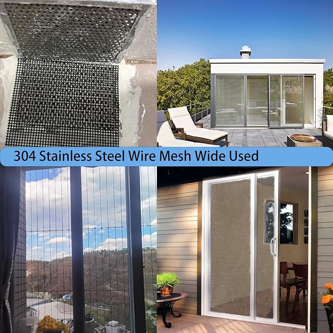 Stainless Steel Screen, 14 Mesh 304 Stainless Steel Security Screen, PVC Coated Heavy Duty 23inch x 10ft Wire Mesh Window Screen Hardware Cloth Sturdy Metal Mesh Door Security Screen Mesh