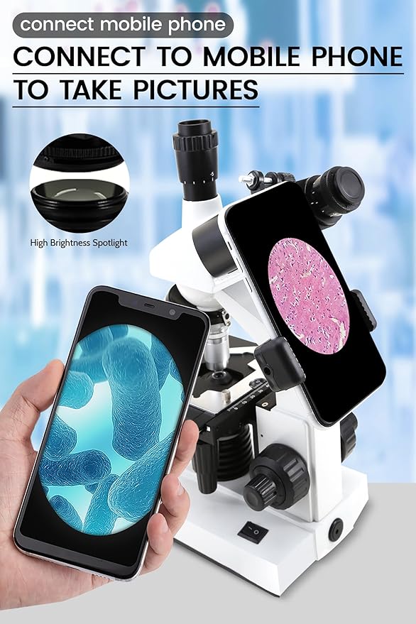 40X-5000X Compound trinocular Microscopes trinocular for Adults, with 5.0 mp Camera with Microscope Slides 30p, Microscope Accessories, Microscopes for School Laboratory Home Education Abbe Condenser