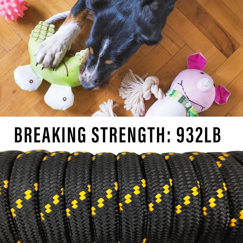 Diamond Braided Polypropylene Rope Nylon Rope Mix Thick Heavy Duty Ropes 3/8'' 100ft High Strength Perfect for Clothesrope Camping Hiking and Other Outdoor Activities Black