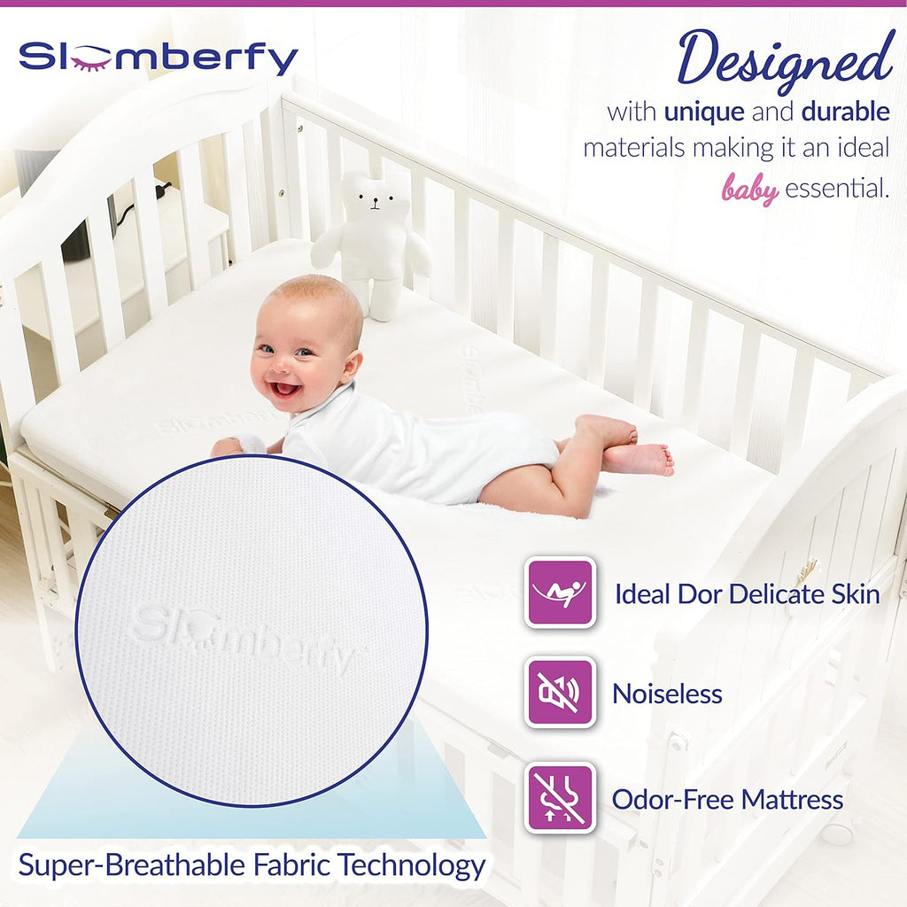 Mini Crib Mattress Protector by Slumberfy, Waterproof and Hypoallergenic Mattress Protector for Babies and Toddlers, Made of Bamboo Material -27x39 inches