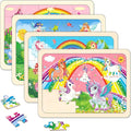 Puzzles for Kids Ages 4-6, 4 Pack Wooden Jigsaw Puzzles 24 Pieces The Castle Puzzle Preschool Educational Learning Toys Set for Boys and Girls