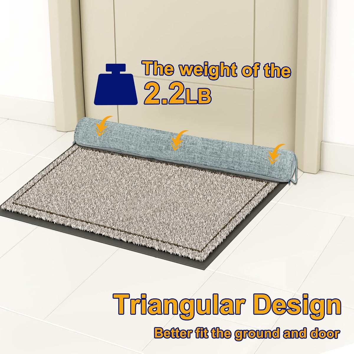 NABOWAN 32" Weighted Under Door Draft Stopper -Triangular Door Draft Blocker with Hook Loops for Easy Install, Save Energy, Home Room Essentials