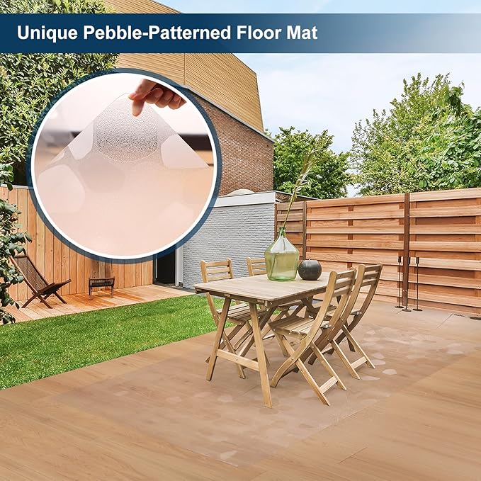 Clear Area Mat for Hard Floors, 3'X5' No Slip Vinyl Chair Rug for Under Dining Table, Pebble Patterned Waterproof Rug Protector Floor Mat for High Traffic Areas, Pet Litter Mat