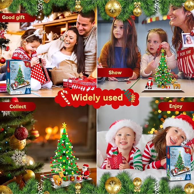 Eelexa Christmas Tree Building Block: Festive Figures Building Set with Santa Claus, 586 PCS for 6+ Ages Kids, Boys, Girls, Adult