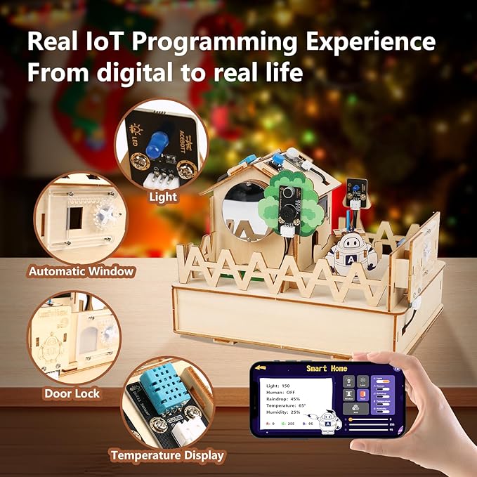 STEM Kits for Kids Age 12+, ACEBOTT IoT Smart Home Kit for Teens, STEM Toys Compatible with Arduino & Scratch, Coding Set with House Building, Sensors & App Control, Gift for Teens & Adults