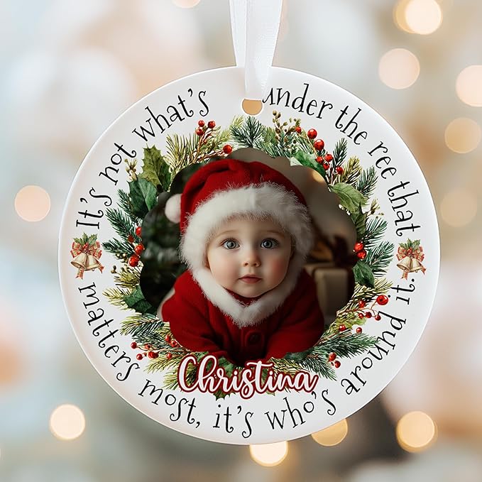 Personalized Family Photo Christmas Ornament 2025 - Custom Babies Keepsake - Sweet Gift for New Parents Mom Dad - Christmas, Birthday Gift for Newborn, Boy, Girls, Mom, Dad, Couples, Family
