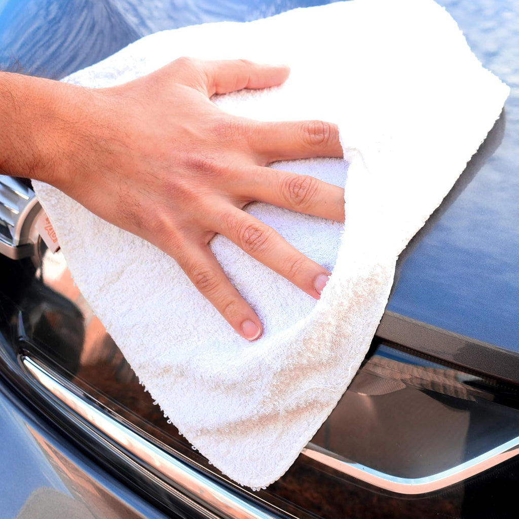 Arkwright W11 Terry Cloth Towels for Cleaning - Soft Cotton Blend Washable Multi-Purpose Bar Mop, Absorbent & Quick Dry, Box of Rags for Kitchen, Auto Shop, and Garage, 10 lb, White