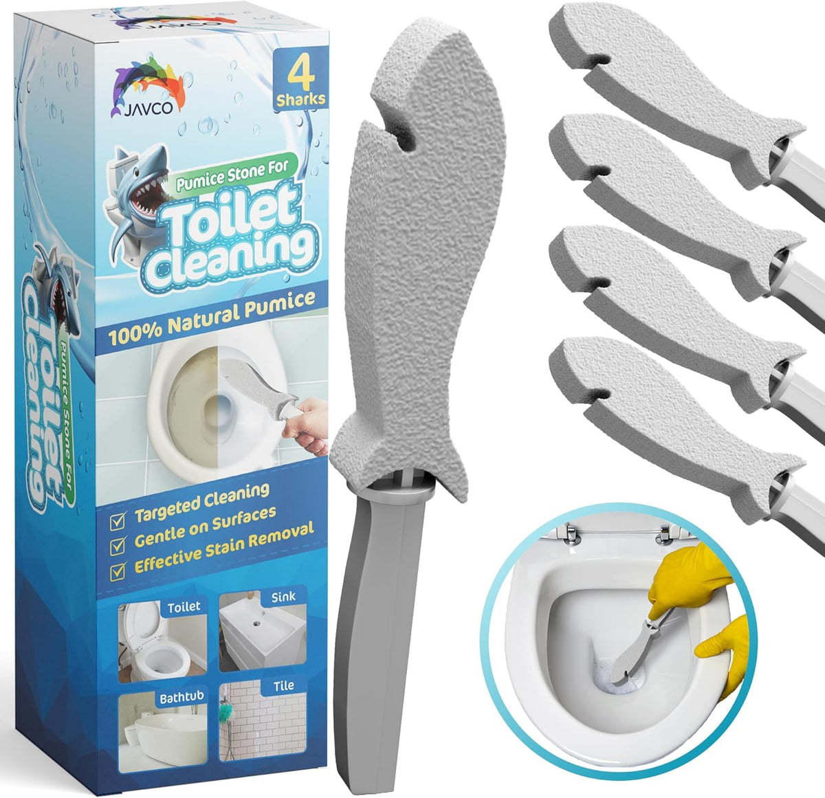 4 Pack Pumice Stone for Toilet Cleaning | Toilet Pumice Stone with Handle | Pumice for Cleaning | Pumice for Toilet Bowl Cleaning