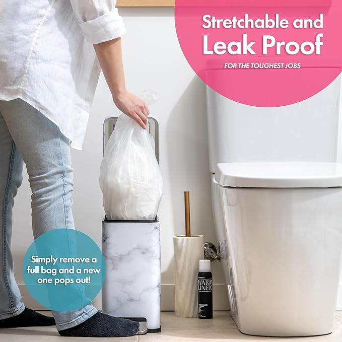 Trash Bags - Small Garbage Bags, Clear Trash Can Liners for Bathroom Bins, Bedroom, Office & Kitchen Waste, Multi-Purpose Household Wastebasket Cleaning Supplies - 2.6 Gallon, Pack of 20