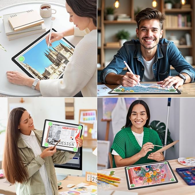 KOBAIBAN A4 Magnetic Light Box with Bag, Rechargeable Diamond Art Light Board with Side Physical Buttons, 3 Color Light Modes Super Bright Light Pad Light Table for Tracing, Drawing, Sketching (Black)