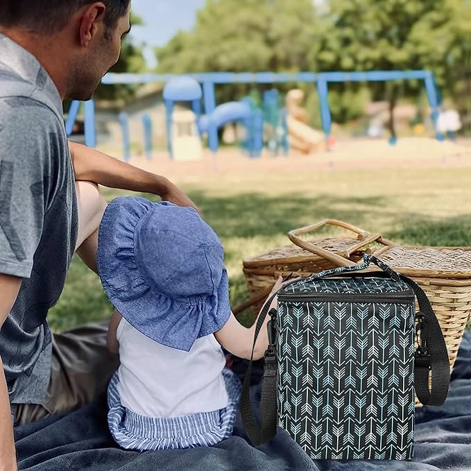 Breastmilk Cooler Bag with Ice Pack Fits 4 Baby Bottles Up to 9 Ounce Insulated Baby Bottle Bag Breast Milk Cooler on The Go with Strap Baby Bottle Cooler Bag for Nursing Mom Daycare or Travel