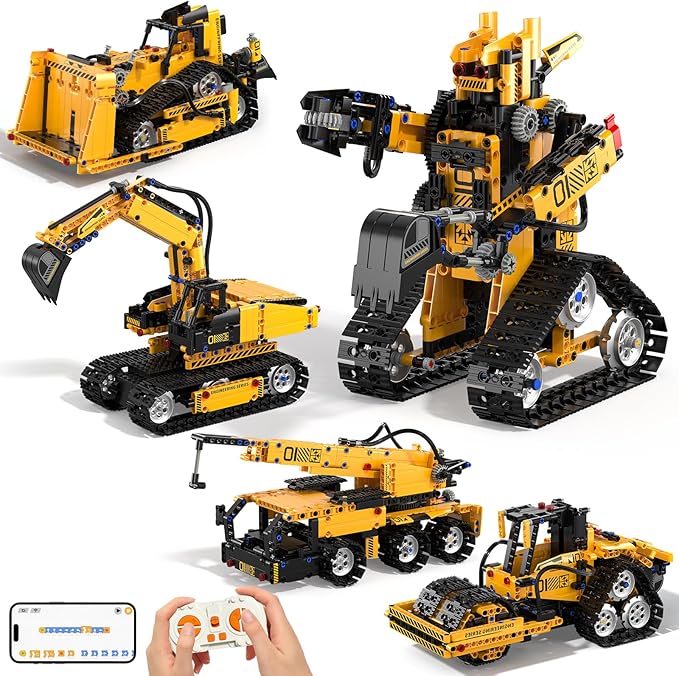 5 in 1 STEM Robot Building Kit, 535 Pcs Remote Control Excavator Science Educational Kit, Technic Coding Robotic Toys Gift for Kids 6 7 8 9 10 11 12+ Years Old Boys Girls