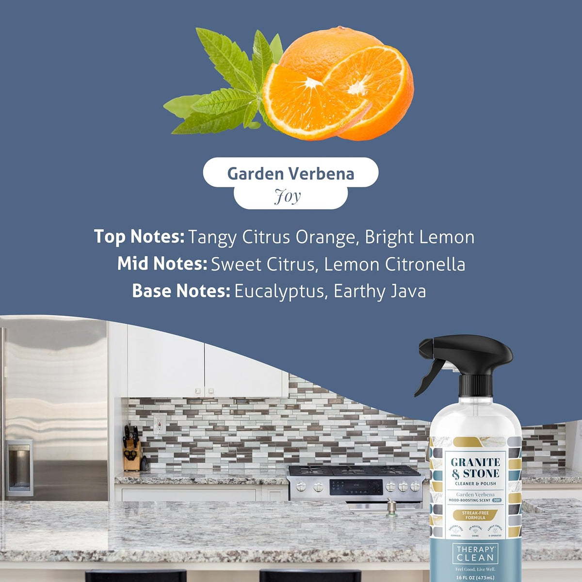 Therapy Granite Cleaner & Polish (2 Pack) - Granite Countertop Cleaner for Marble, Soapstone, Quartz, Quartzite, Slate, Limestone, Corian, Laminate, Tile Countertop, Headstone