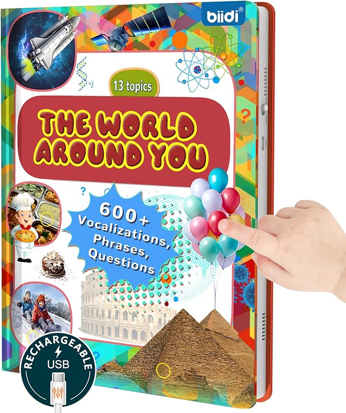 Interactive Sound Book for Kids Children,English Words Talking Book Activity for Toddler Age 3-5,Educational Learning Travel Toys for Boys Girls Birthday Gift 3 4 5 6 Year Old,Sensory Autism Toy