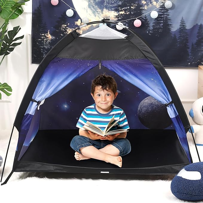 Kids Play Tent Lucky Castle Playhouse for Boys and Girls Easy Fun Dome Tent Camping Playground Pop Up Tent for Kids Indoor and Outdoor Imaginative Play Perfect Kid's Gift (World Stars)