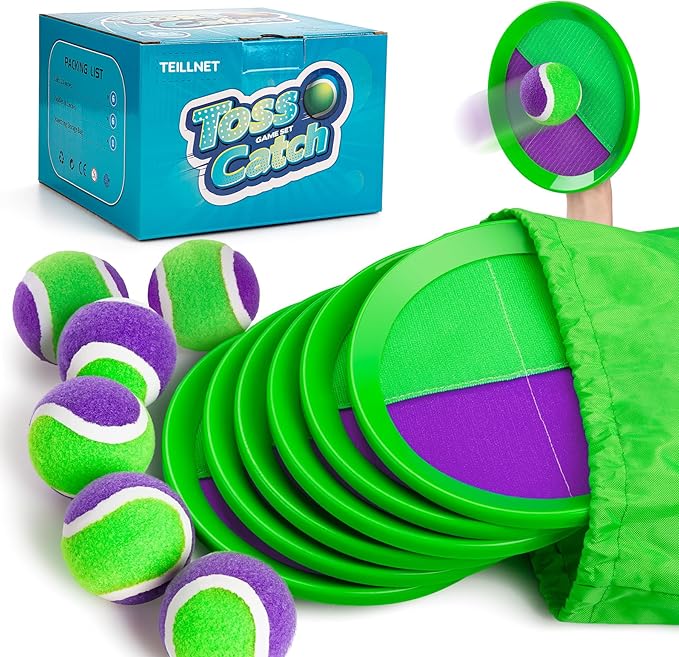 Toss and Catch Ball Set Upgraded 6 Pack- Kids Toys Outdoor Games for Whole Family - Water-Resistant Great for Beach Pool Yard Games - Classic Gift for Boys Girls 3 4 5 6 7 8 9 10 11 12+ Years Old
