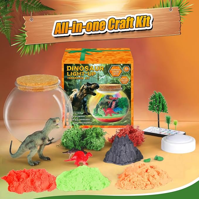 Dinosaur Activities Toys-Dinosaur Terrarium Craft Kits for Boys-Birthday Gifts for Kids Age 4 5 6 7 8 Years Old