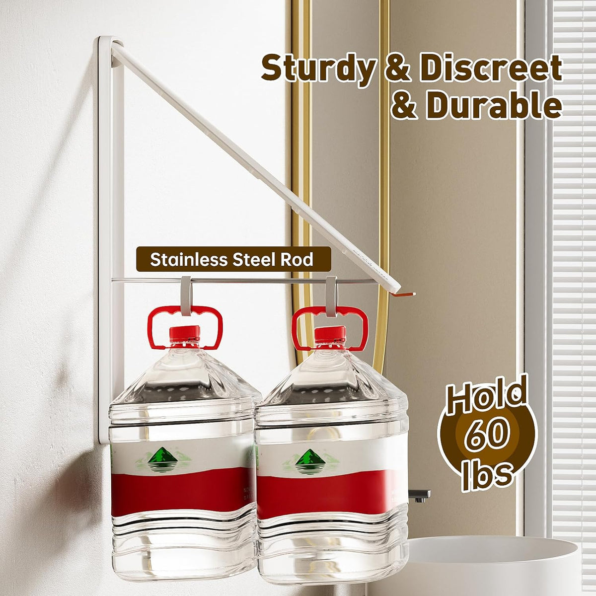 Clothes Drying Rack, Laundry Room Wall Mounted Retractable Clothes Hanger Drying Rack, Laundry Clothing Drying Rack Folding Indoor or Outdoor, Easy Installation Aluminium Dryer, 1pcs(White)