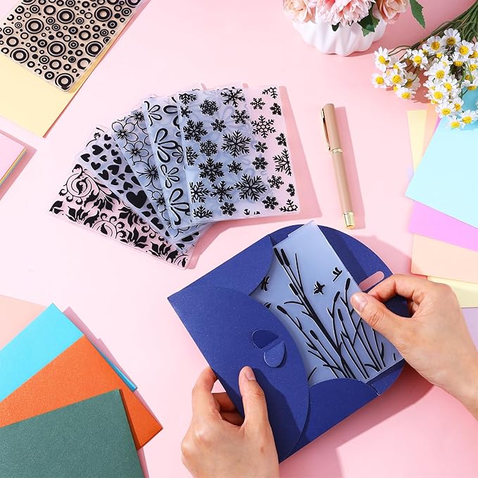 20 Pcs Embossing Folders for Card Making, DIY Craft Template Embossing Stencil Plastic Paper Card Decorating Mold Folder for Scrapbook Photo Album DIY Craft Making, 5.9 x 4.1 Inch (Vintage)