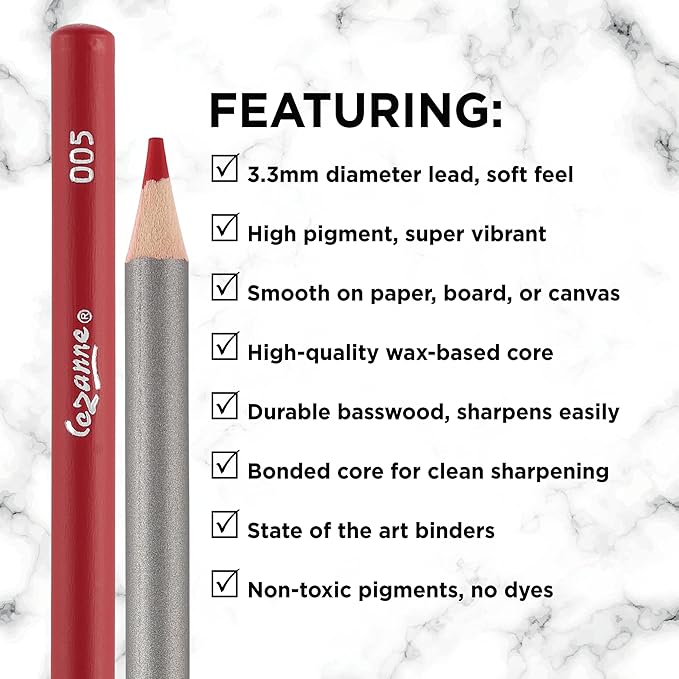 Creative Mark Cezanne Premium Colored Pencils Primary Blue 6 Pack - Highly-Pigmented Drawing Pencils - Coloring Pencils for Drawing, Blending, Coloring, and More