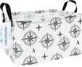 LANGYASHAN Rectangular Storage Bin Collapse Canvas Fabric Cartoon Storage Basket with Handles for Organizing Home Kitchen Boys and Girls Toys Office Closet Shelf Baskets (Rec Black Compass)
