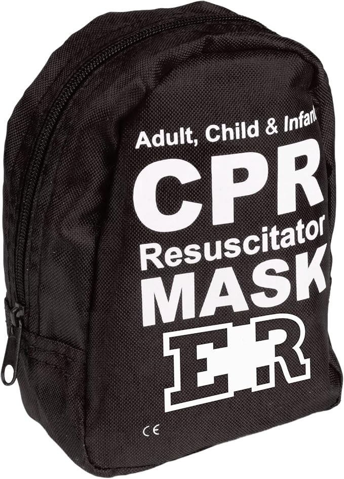 Ever Ready First Aid Adult and Infant CPR Mask Combo Kit with 2 Valves with Pair of Vinyl Gloves & 2 Alcohol Prep Pads - Tactical Black - 2 Count