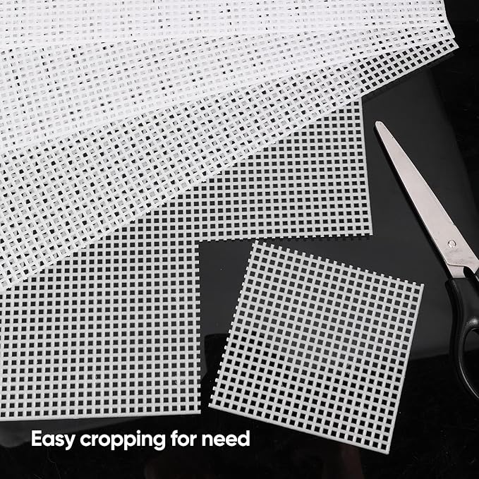 Pllieay 15 Pieces 7 Count Plastic Mesh Canvas Sheets, Eye Mesh for Embroidery, Acrylic Yarn Crafting, Knit and Crochet Projects, Make Dividers (10.5 x 13.5 inch, White)