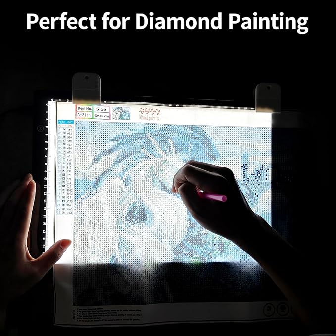 A3 LED Light Box for Tracing, elice Artist Drawing Lightbox Light Table Light Pad Light Copy Board, Up to 8000 Lux Super Bright Lightpad for Cricut Weeding Vinyl, Diamond Painting, Sketching (White)