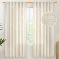 YoungsTex Linen Curtains for Living Room 2 Panels - Ivory Cream Light Filtering Drapes with Back Tab Rod Pocket Rustic Semi Sheer for Country Bedroom, 52 X 72 Inch
