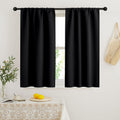 RYB HOME Black Short Curtains Blackout, 45 inch Durable Cafe Curtains Room Darkening Window Drapes Privacy Protection for Basement Closet Kithen, W29 x L45 inch, 2 Panels
