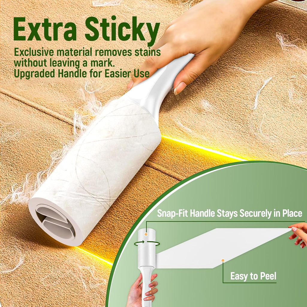Lint Roller for Pet Hair Extra Sticky, 800 Sheets with 4 Durable Handles and Strong Paper Refills, Pet Hair Roller for Dogs and Cats, Lint Remover for Clothes, Carpet, and Furniture