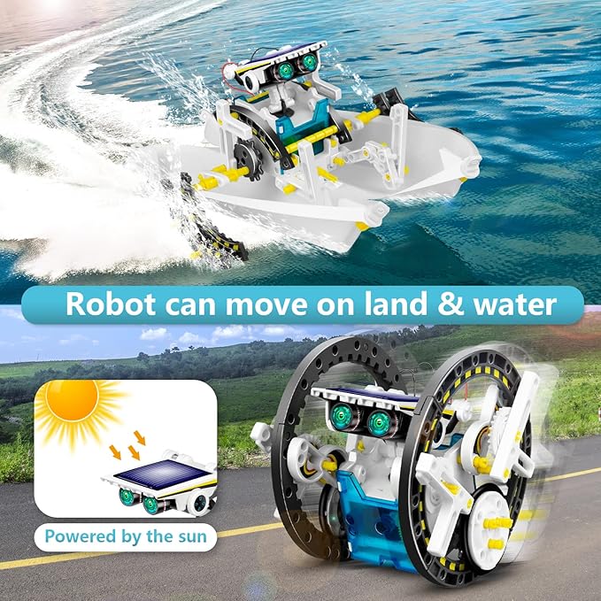 13-in-1 Solar Robot Toys for Ages 8 9 10 11 12 Year Old Boys Girls, STEM Science Kits for Kids Age 8-12, Building Experiments Robotics Kit STEM Projects for Kid Christmas Birthday Gifts (White)