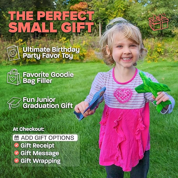 Airplane Toy Foam Glider Plane for Kids: Best Outdoor Toys for Boys & Girls All Ages. Easter Basket Stocking Stuffers Birthday Gift Ideas. Summer Yard Games Great Gifts for Age 4 5 6 7 8 9 Year Olds