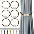 Hion Magnetic Curtain Tiebacks Dark Brown 6 Pack, Curtain Tiebacks Buckles Holdbacks Holders Hooks Clip for Home Bedroom Office Decorative Thick or Thin Curtain
