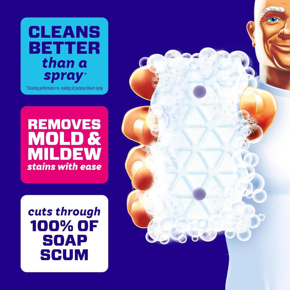 Mr. Clean Magic Eraser Sponge, Bathroom Cleaner, Soap Scum Shower & Tub Cleaner, 2 in 1 Bath, 7ct