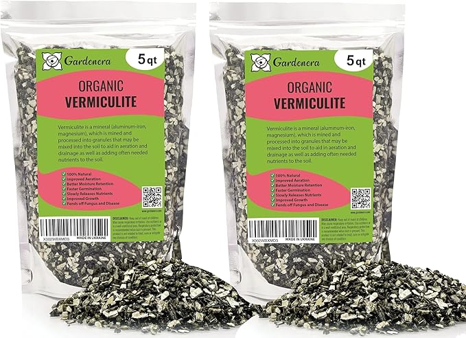 Horticultural Organic Vermiculite for Plants - Medium Grade - Natural Soil Additive for Gardening, Houseplants, Mushrooms, Potted Plants, Hydroponics, Terrariums (10 Quart)