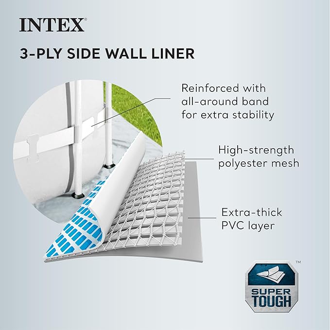 Intex 26731EH Prism Frame Premium Above Ground Swimming Pool Set: 18ft x 48in – Includes 1500 GPH Cartridge Filter Pump – Removable Ladder – Pool Cover – Ground Cloth