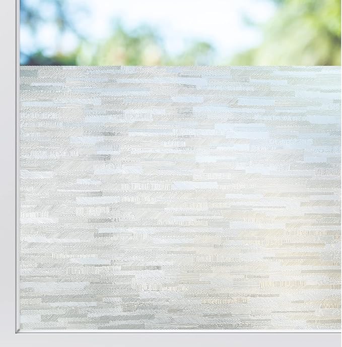 rabbitgoo Window Privacy Film, No Glue Frosted Glass Film, Static Cling UV Blocking Non Adhesive Reusable Heat Control Window Vinyl Clings for Home, Office, Frosted Silk, 11.8 x 78.7 Inches