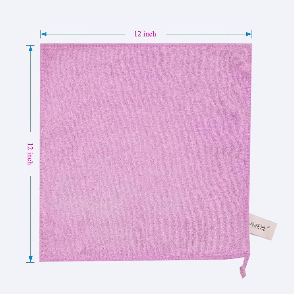 Microfiber Cloth 6Pack Cleaning Rags Absorbant Lint Free Cloth for House, Kitchen, Car, Glass, Stainless Steel, Window, Boat Cleaner-12''x 12''-Purple