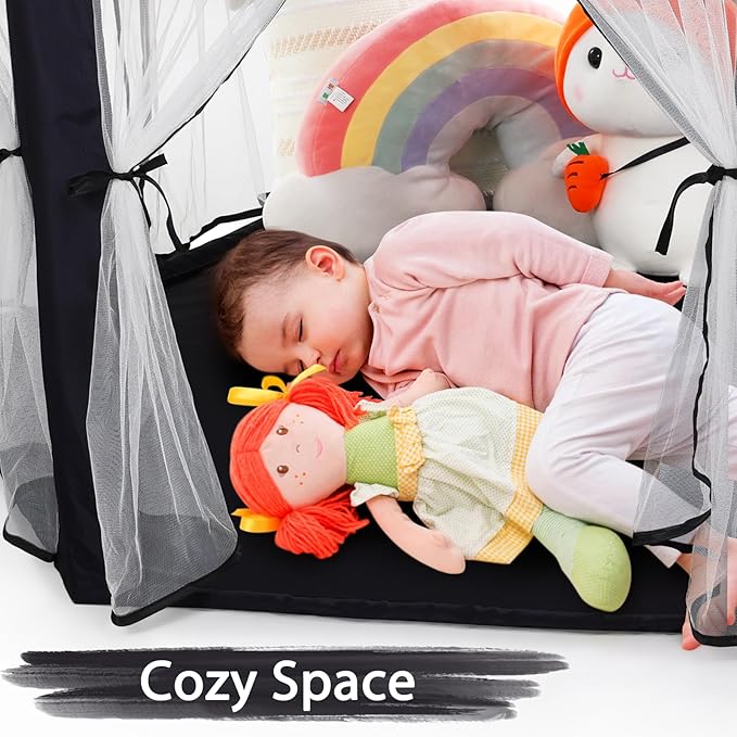 Monobeach Princess Tent Girls Black Large Playhouse Kids Castle Play Tent with Star Lights Gift Toy for Children Indoor and Outdoor Games