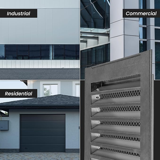 Repa Market 12" x 12" Inch (Inner Dimensions) Galvanized Steel Soffit Air Vent Cover - Louvered Square Gable Vent with Mesh Screen - Exhaust/Intake Ventilation Grill - Outdoor Metal Duct Grate