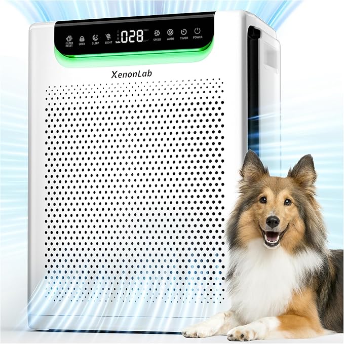 Air Purifiers for Home Large Room, Cover Up to 2600 Ft² with Washable Filters, Powerful Turbo Mode, PM2.5 Air Quality Display, 22dB Sleep Mode, Air Cleaner for Pets Hair, Smoke, Odors, HAP607, White